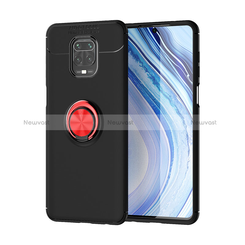 Ultra-thin Silicone Gel Soft Case Cover with Magnetic Finger Ring Stand SD2 for Xiaomi Poco M2 Pro Red and Black