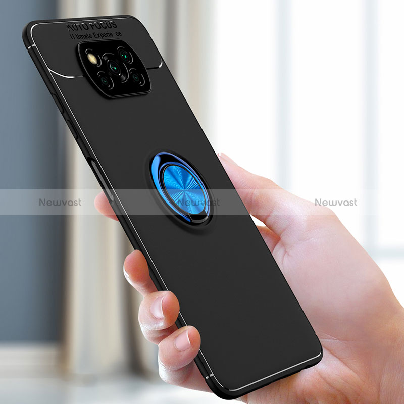 Ultra-thin Silicone Gel Soft Case Cover with Magnetic Finger Ring Stand SD2 for Xiaomi Poco X3