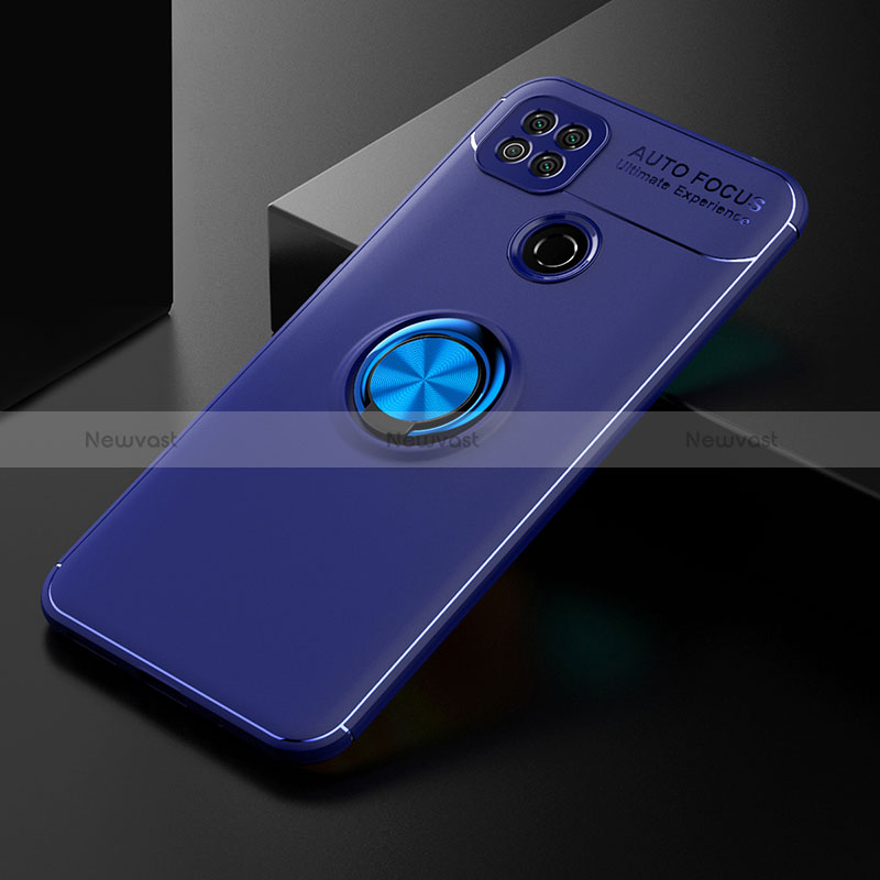 Ultra-thin Silicone Gel Soft Case Cover with Magnetic Finger Ring Stand SD2 for Xiaomi Redmi 10A 4G Blue