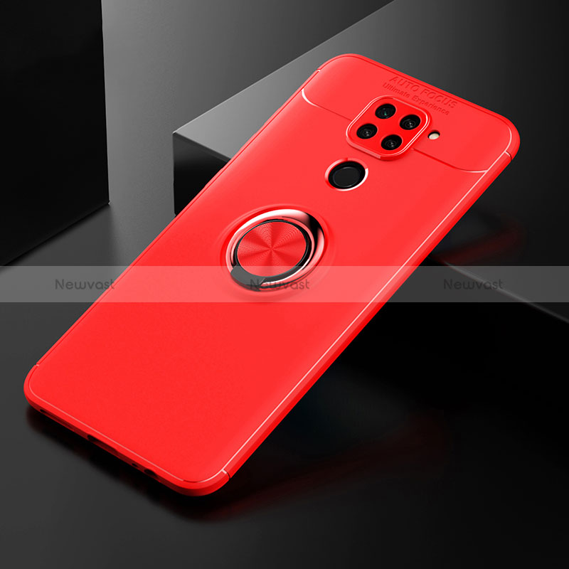 Ultra-thin Silicone Gel Soft Case Cover with Magnetic Finger Ring Stand SD2 for Xiaomi Redmi 10X 4G Red