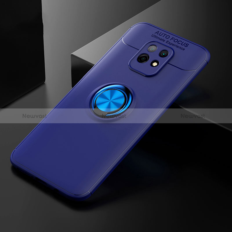 Ultra-thin Silicone Gel Soft Case Cover with Magnetic Finger Ring Stand SD2 for Xiaomi Redmi 10X 5G Blue