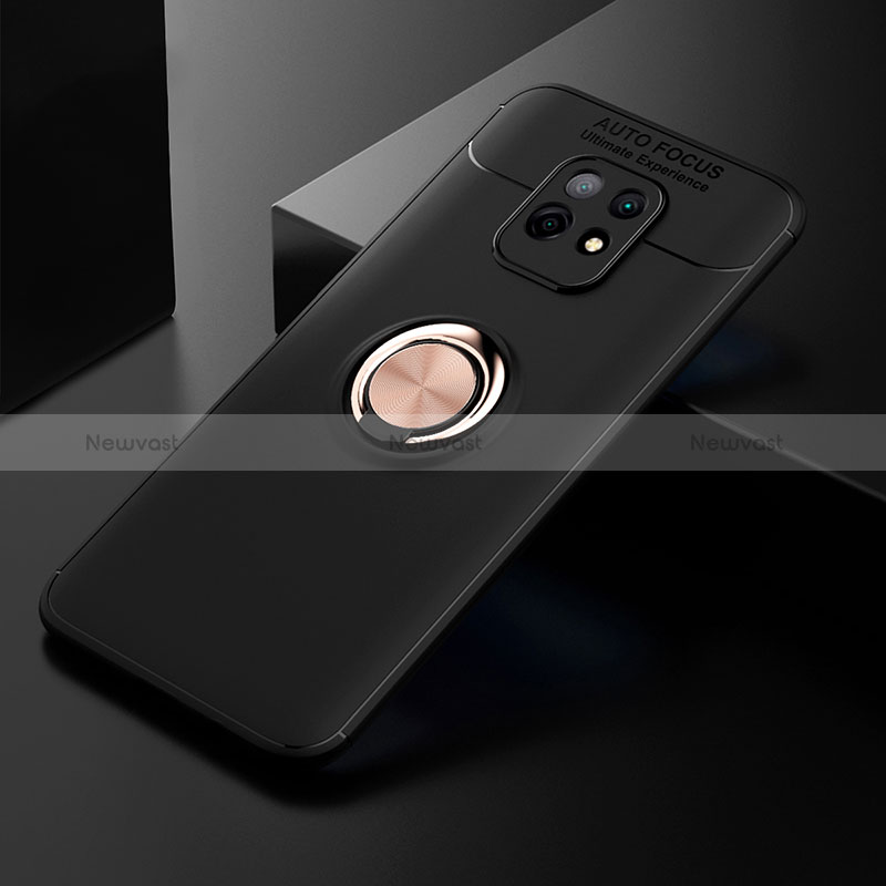 Ultra-thin Silicone Gel Soft Case Cover with Magnetic Finger Ring Stand SD2 for Xiaomi Redmi 10X 5G Gold and Black