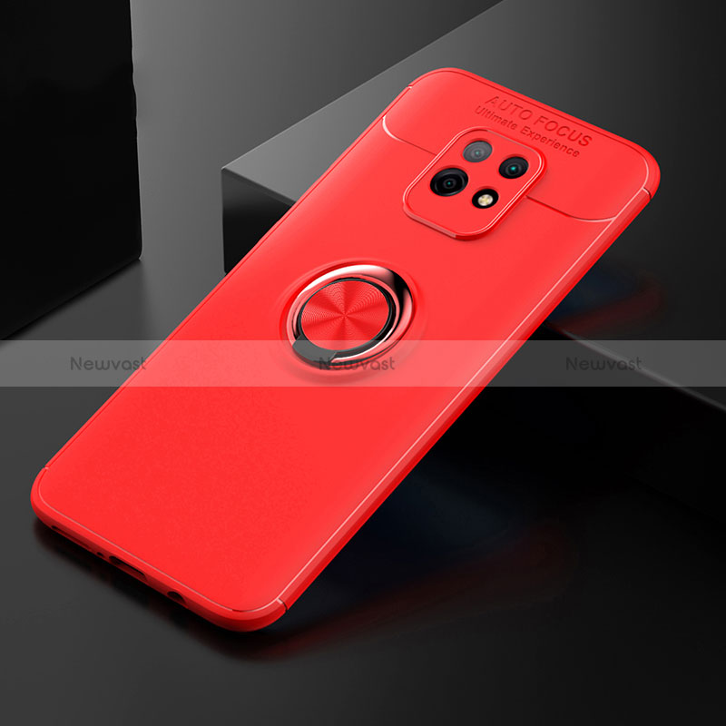 Ultra-thin Silicone Gel Soft Case Cover with Magnetic Finger Ring Stand SD2 for Xiaomi Redmi 10X Pro 5G Red