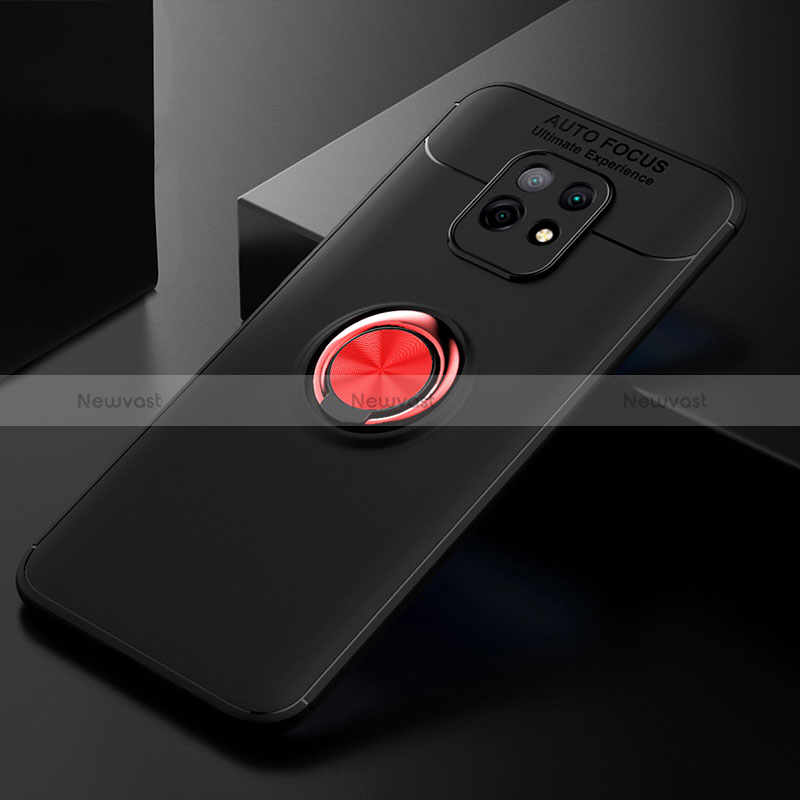 Ultra-thin Silicone Gel Soft Case Cover with Magnetic Finger Ring Stand SD2 for Xiaomi Redmi 10X Pro 5G Red and Black