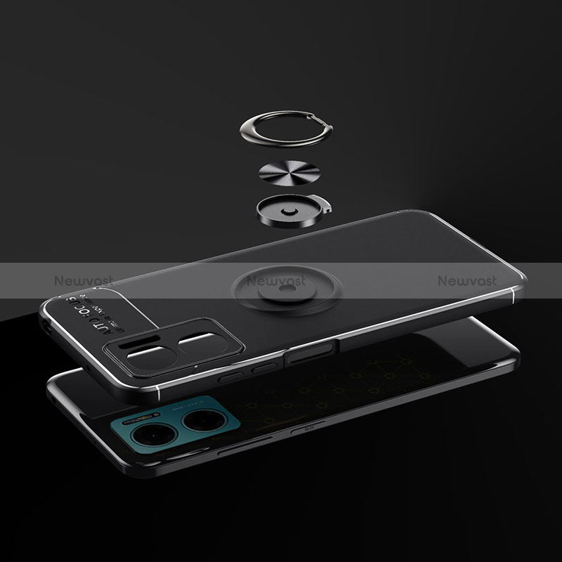 Ultra-thin Silicone Gel Soft Case Cover with Magnetic Finger Ring Stand SD2 for Xiaomi Redmi 11 Prime 5G