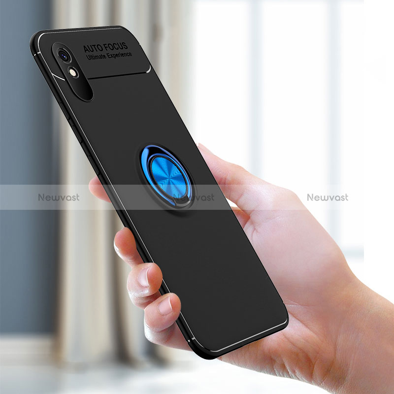 Ultra-thin Silicone Gel Soft Case Cover with Magnetic Finger Ring Stand SD2 for Xiaomi Redmi 9A