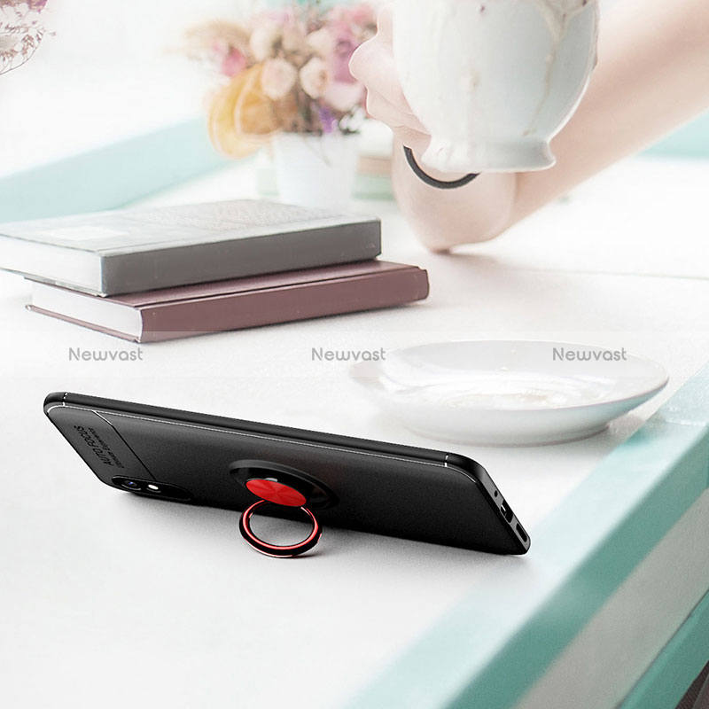 Ultra-thin Silicone Gel Soft Case Cover with Magnetic Finger Ring Stand SD2 for Xiaomi Redmi 9i
