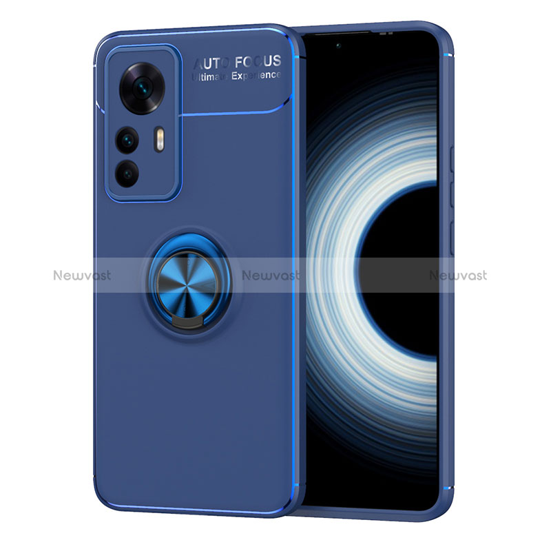 Ultra-thin Silicone Gel Soft Case Cover with Magnetic Finger Ring Stand SD2 for Xiaomi Redmi K50 Ultra 5G Blue