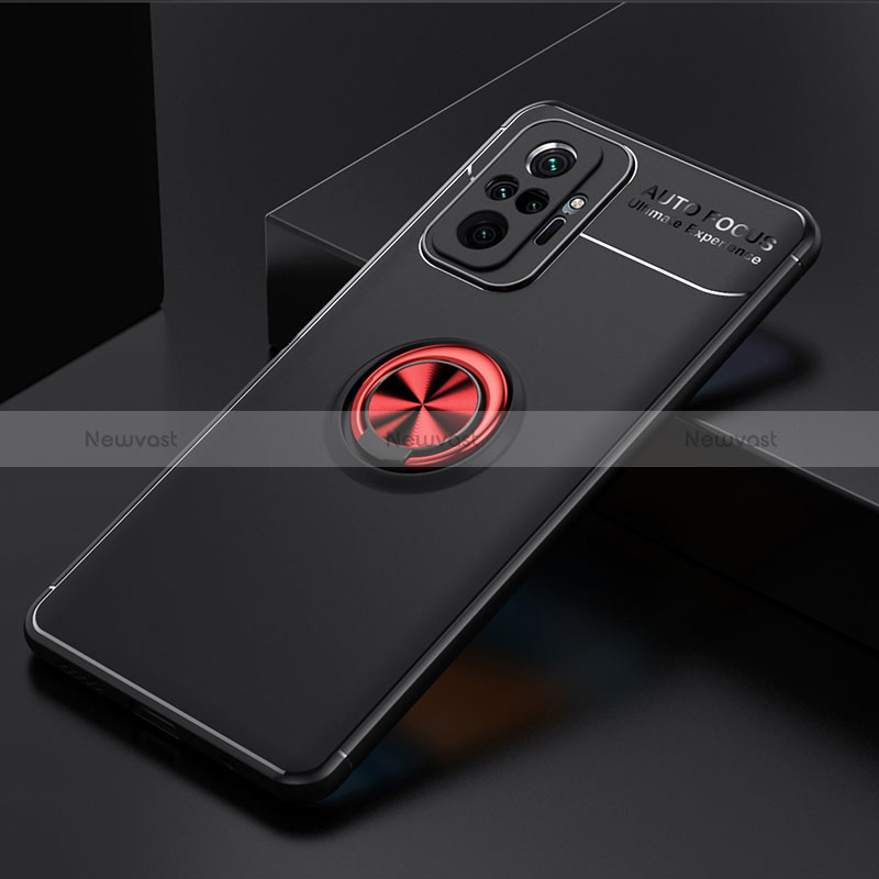 Ultra-thin Silicone Gel Soft Case Cover with Magnetic Finger Ring Stand SD2 for Xiaomi Redmi Note 10 Pro 4G