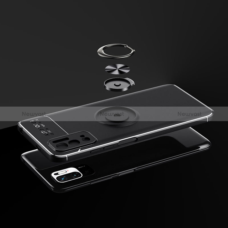 Ultra-thin Silicone Gel Soft Case Cover with Magnetic Finger Ring Stand SD2 for Xiaomi Redmi Note 10T 5G