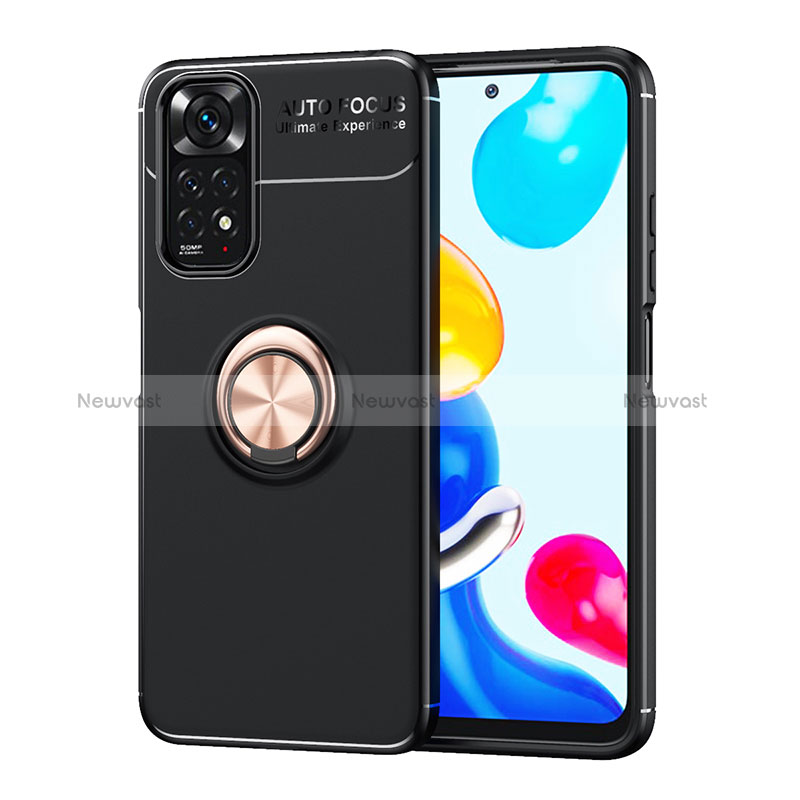 Ultra-thin Silicone Gel Soft Case Cover with Magnetic Finger Ring Stand SD2 for Xiaomi Redmi Note 11 4G (2022)