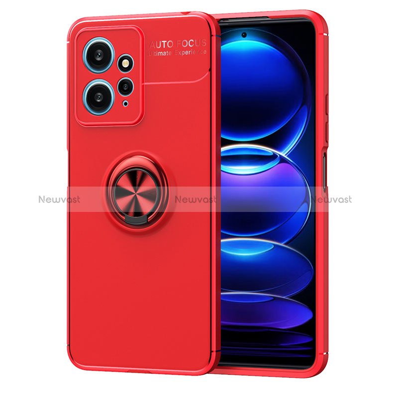 Ultra-thin Silicone Gel Soft Case Cover with Magnetic Finger Ring Stand SD2 for Xiaomi Redmi Note 12 4G