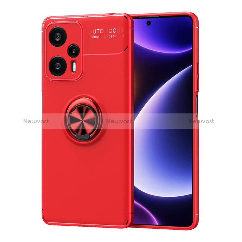 Ultra-thin Silicone Gel Soft Case Cover with Magnetic Finger Ring Stand SD2 for Xiaomi Redmi Note 12 Turbo 5G