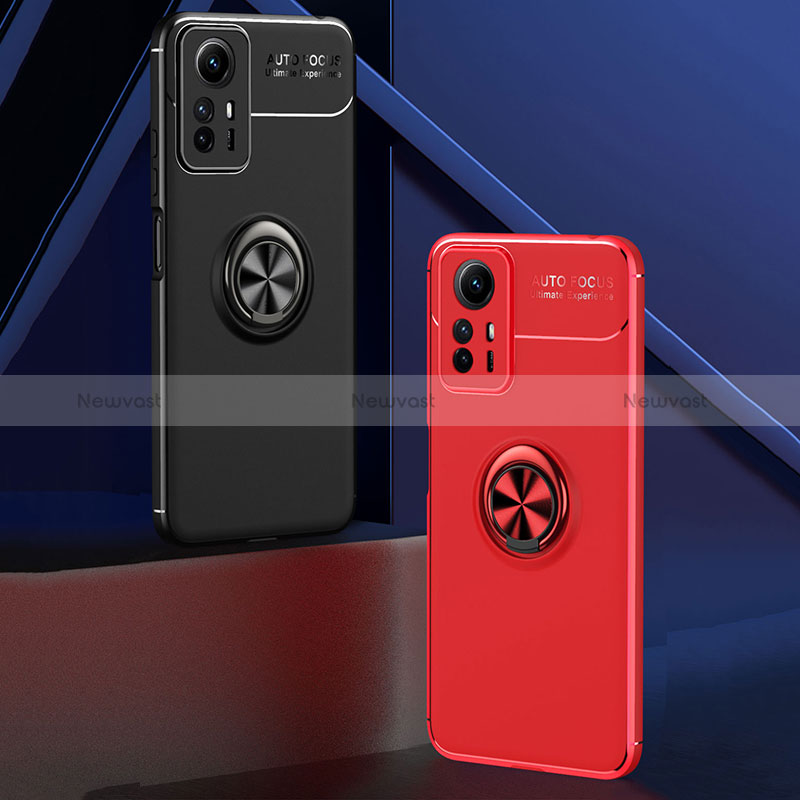 Ultra-thin Silicone Gel Soft Case Cover with Magnetic Finger Ring Stand SD2 for Xiaomi Redmi Note 12S