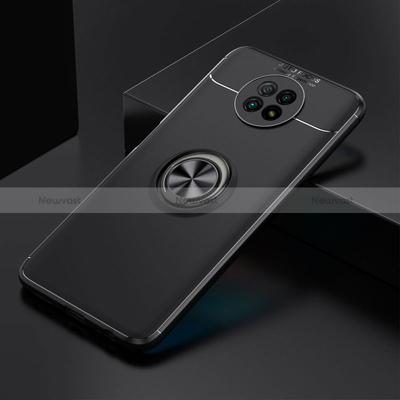 Ultra-thin Silicone Gel Soft Case Cover with Magnetic Finger Ring Stand SD2 for Xiaomi Redmi Note 9T 5G Black