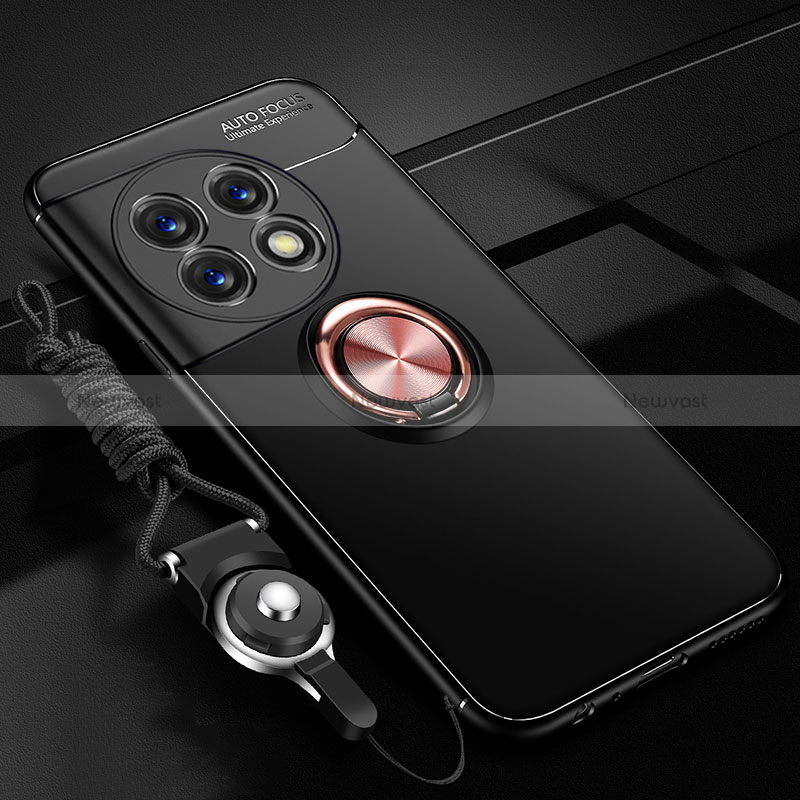 Ultra-thin Silicone Gel Soft Case Cover with Magnetic Finger Ring Stand SD3 for OnePlus 11 5G