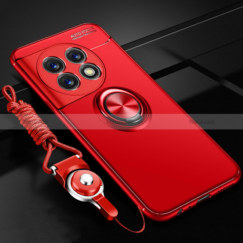 Ultra-thin Silicone Gel Soft Case Cover with Magnetic Finger Ring Stand SD3 for OnePlus 11 5G Red