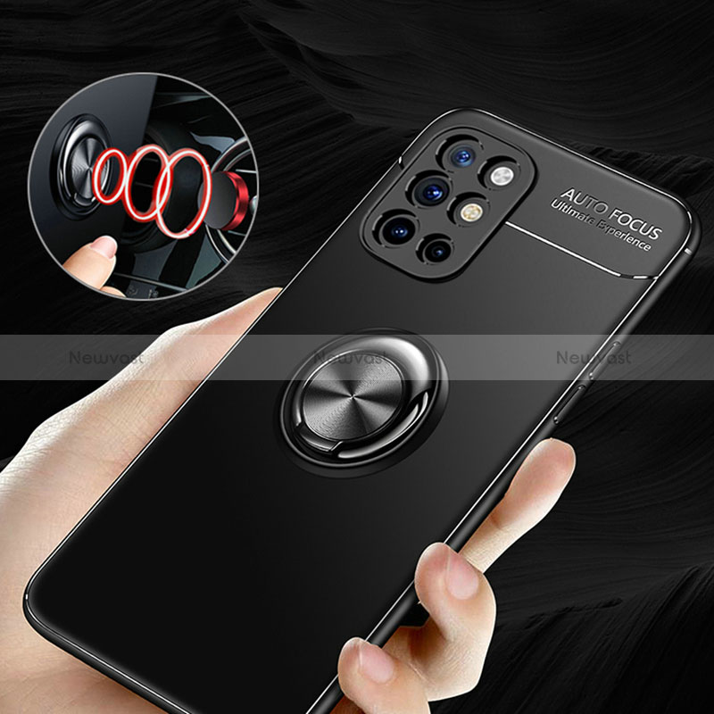 Ultra-thin Silicone Gel Soft Case Cover with Magnetic Finger Ring Stand SD3 for OnePlus 9R 5G