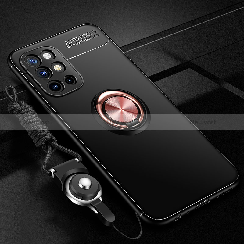 Ultra-thin Silicone Gel Soft Case Cover with Magnetic Finger Ring Stand SD3 for OnePlus 9R 5G