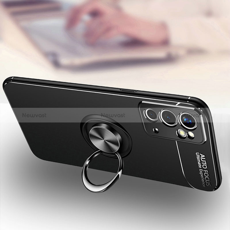 Ultra-thin Silicone Gel Soft Case Cover with Magnetic Finger Ring Stand SD3 for OnePlus 9RT 5G