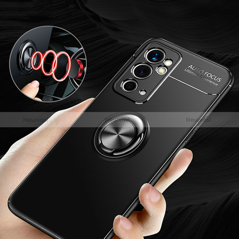 Ultra-thin Silicone Gel Soft Case Cover with Magnetic Finger Ring Stand SD3 for OnePlus 9RT 5G