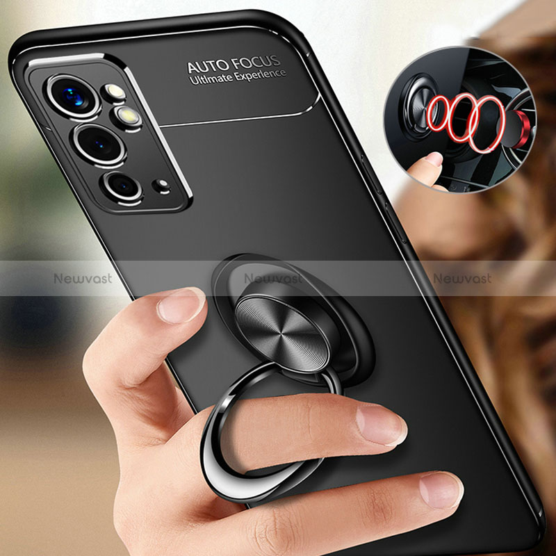 Ultra-thin Silicone Gel Soft Case Cover with Magnetic Finger Ring Stand SD3 for OnePlus 9RT 5G