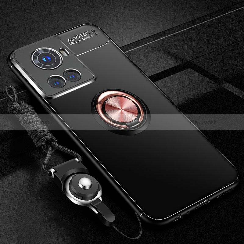 Ultra-thin Silicone Gel Soft Case Cover with Magnetic Finger Ring Stand SD3 for OnePlus Ace 5G