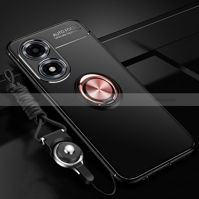 Ultra-thin Silicone Gel Soft Case Cover with Magnetic Finger Ring Stand SD3 for Oppo A2x 5G