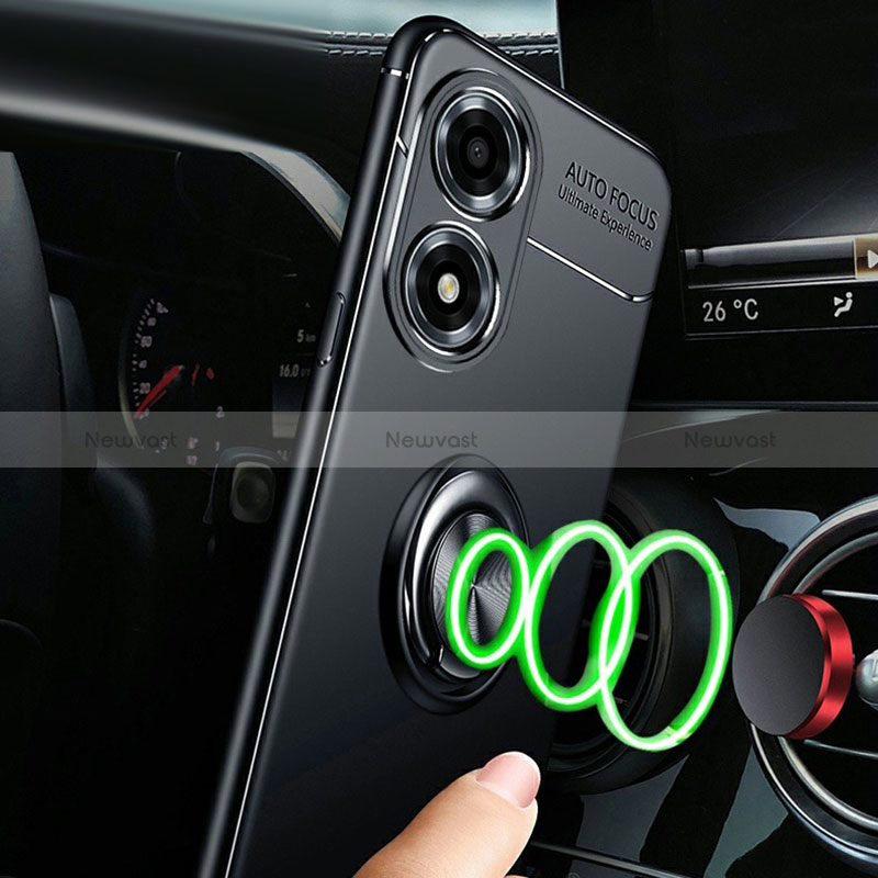 Ultra-thin Silicone Gel Soft Case Cover with Magnetic Finger Ring Stand SD3 for Oppo A2x 5G