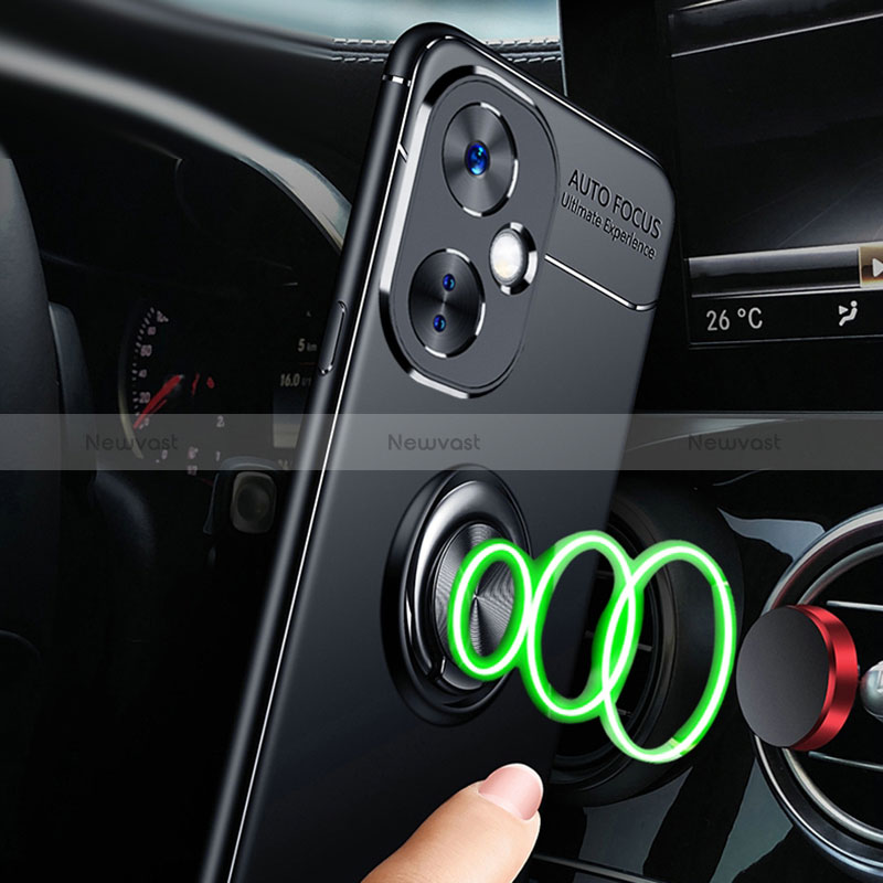 Ultra-thin Silicone Gel Soft Case Cover with Magnetic Finger Ring Stand SD3 for Oppo K11x 5G