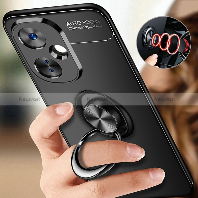 Ultra-thin Silicone Gel Soft Case Cover with Magnetic Finger Ring Stand SD3 for Oppo K11x 5G