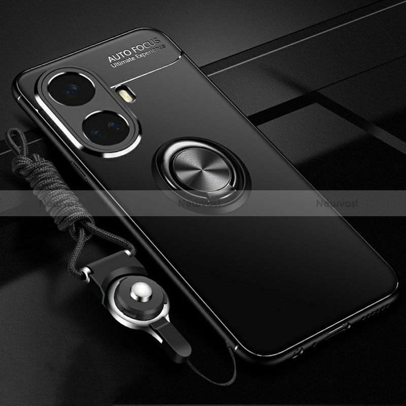 Ultra-thin Silicone Gel Soft Case Cover with Magnetic Finger Ring Stand SD3 for Realme 10 Pro+ Plus 5G