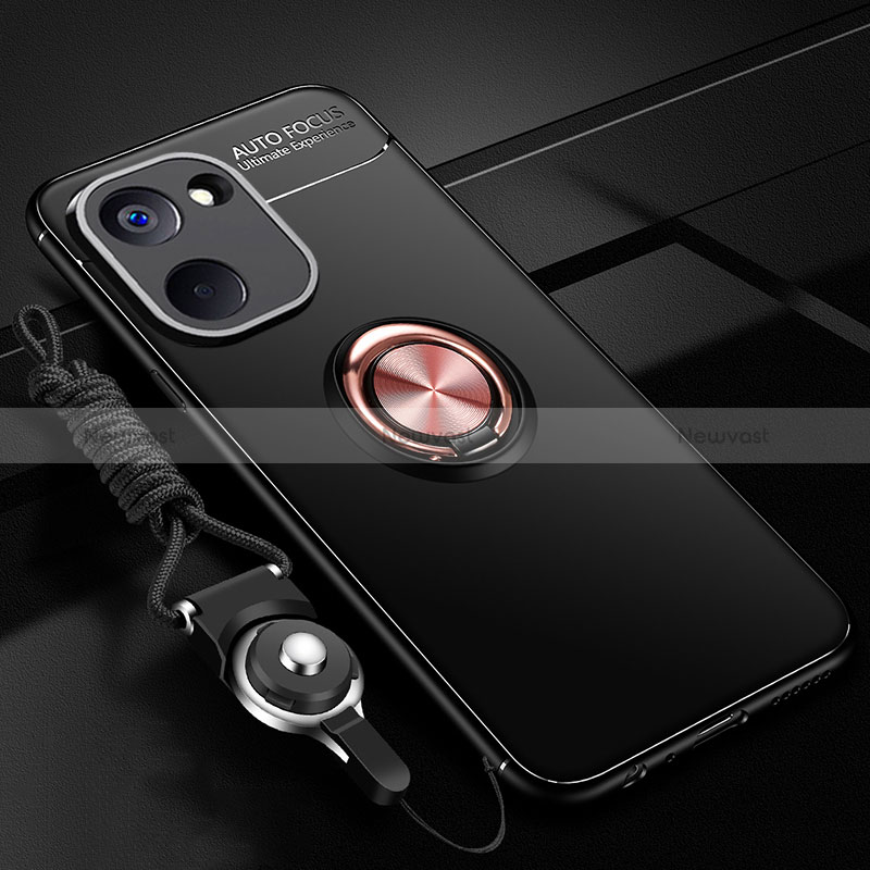 Ultra-thin Silicone Gel Soft Case Cover with Magnetic Finger Ring Stand SD3 for Realme 10S 5G