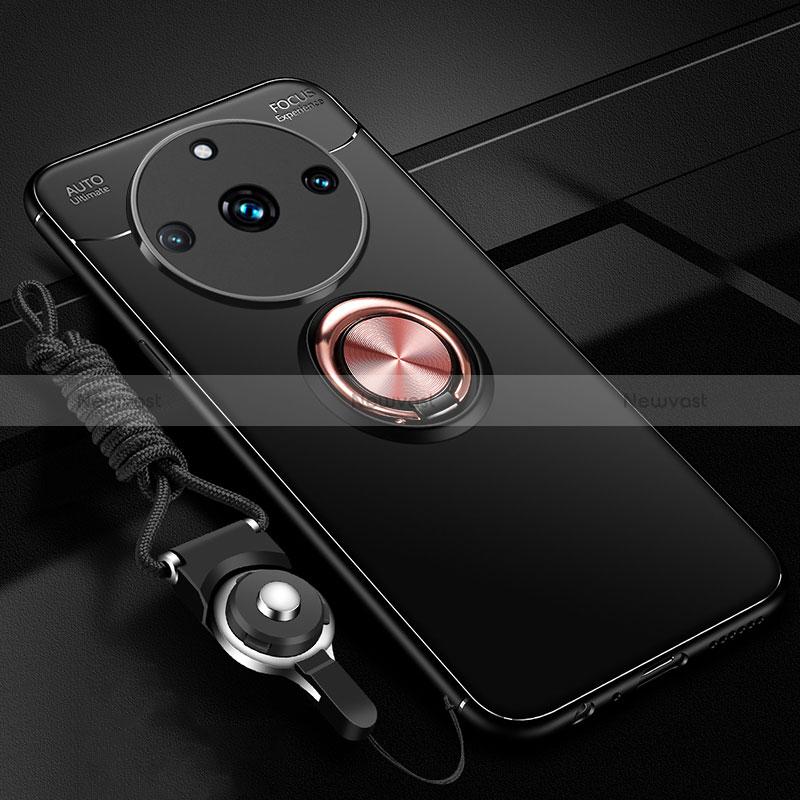 Ultra-thin Silicone Gel Soft Case Cover with Magnetic Finger Ring Stand SD3 for Realme 11 Pro 5G