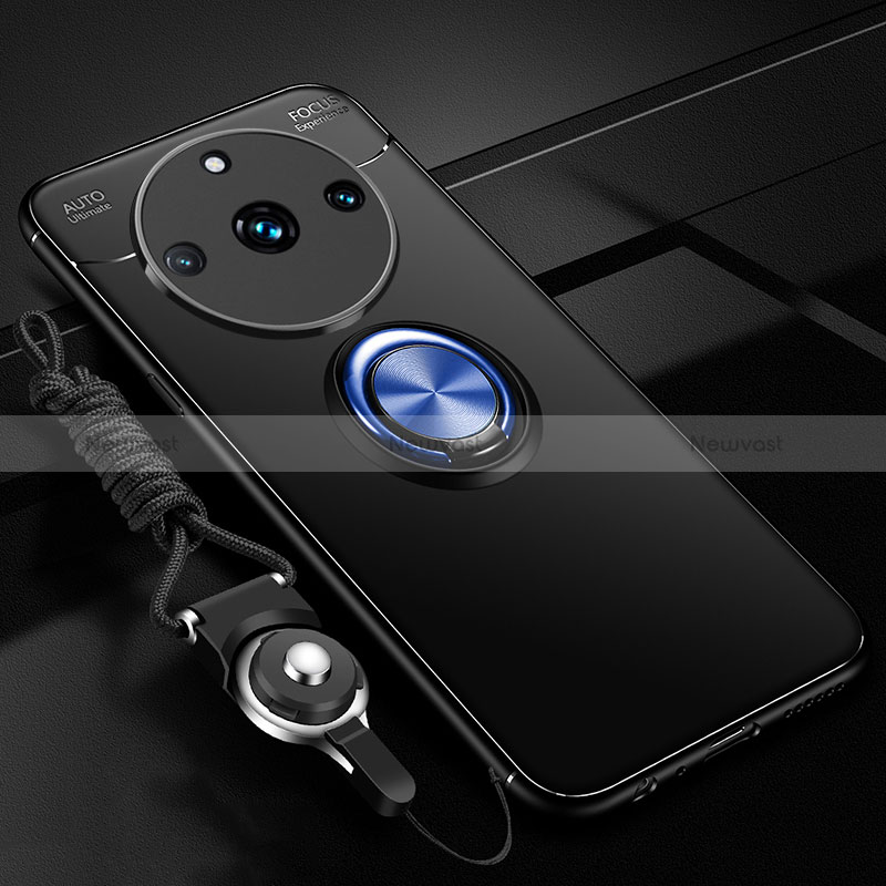 Ultra-thin Silicone Gel Soft Case Cover with Magnetic Finger Ring Stand SD3 for Realme 11 Pro+ Plus 5G