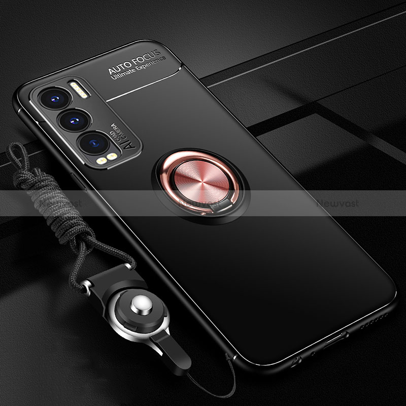 Ultra-thin Silicone Gel Soft Case Cover with Magnetic Finger Ring Stand SD3 for Realme GT Master Explorer 5G