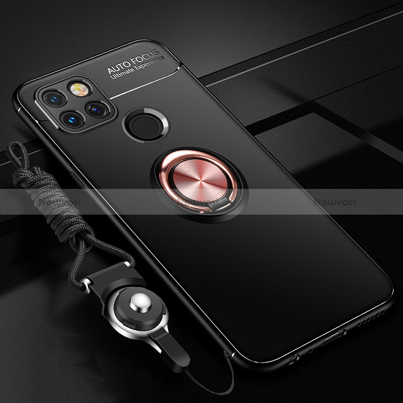 Ultra-thin Silicone Gel Soft Case Cover with Magnetic Finger Ring Stand SD3 for Realme Narzo 50A