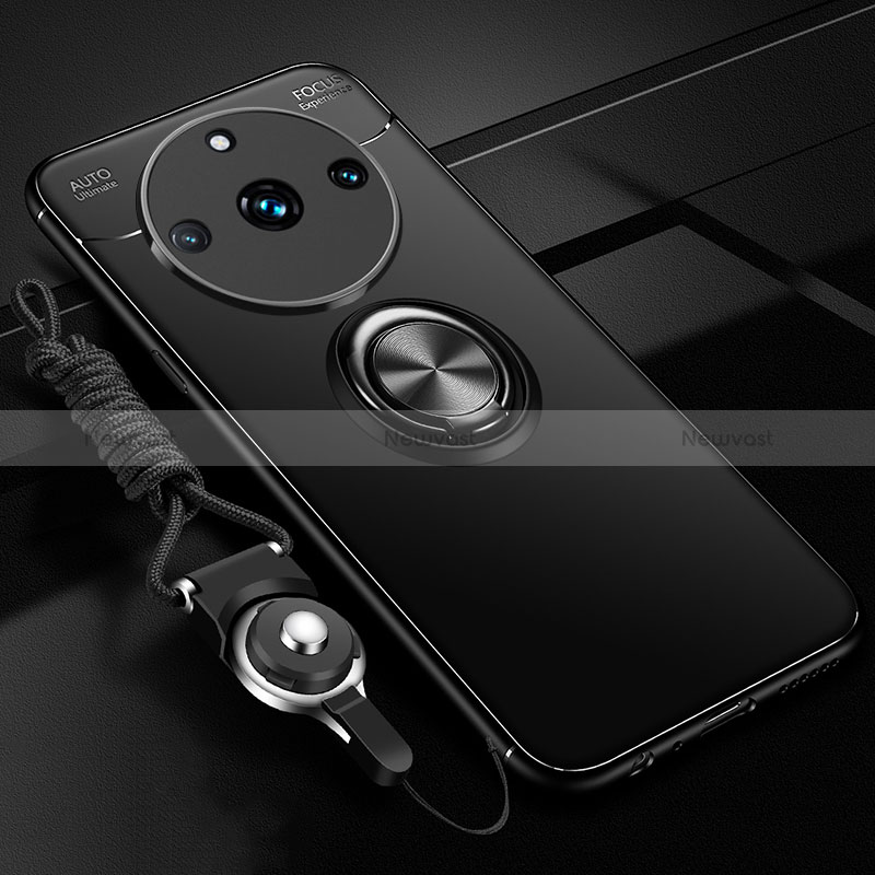 Ultra-thin Silicone Gel Soft Case Cover with Magnetic Finger Ring Stand SD3 for Realme Narzo 60 5G