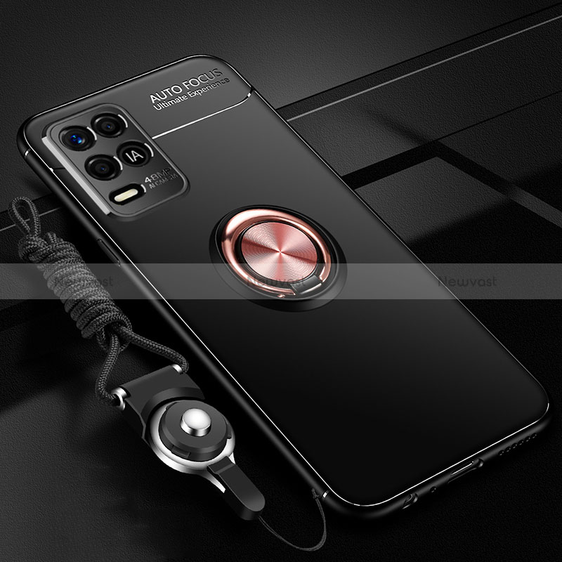 Ultra-thin Silicone Gel Soft Case Cover with Magnetic Finger Ring Stand SD3 for Realme Q3 5G