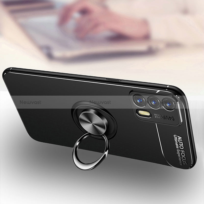 Ultra-thin Silicone Gel Soft Case Cover with Magnetic Finger Ring Stand SD3 for Realme Q3 Pro 5G