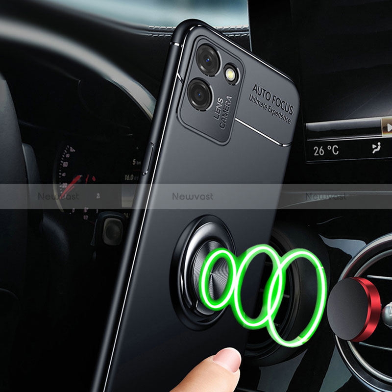 Ultra-thin Silicone Gel Soft Case Cover with Magnetic Finger Ring Stand SD3 for Realme V11 5G