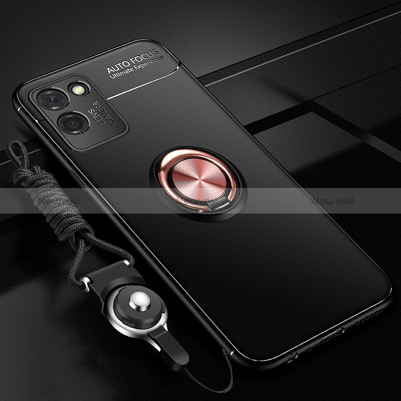 Ultra-thin Silicone Gel Soft Case Cover with Magnetic Finger Ring Stand SD3 for Realme V11 5G