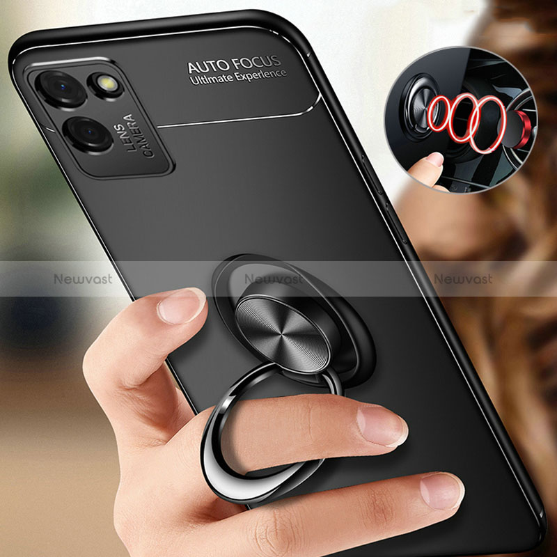 Ultra-thin Silicone Gel Soft Case Cover with Magnetic Finger Ring Stand SD3 for Realme V11 5G