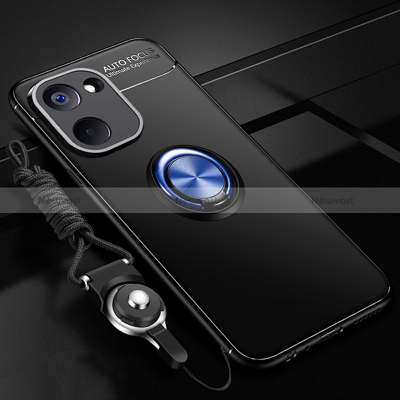 Ultra-thin Silicone Gel Soft Case Cover with Magnetic Finger Ring Stand SD3 for Realme V20 5G