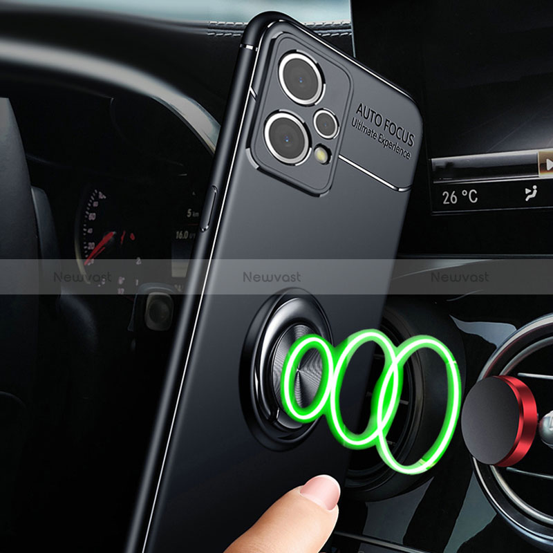 Ultra-thin Silicone Gel Soft Case Cover with Magnetic Finger Ring Stand SD3 for Realme V25 5G