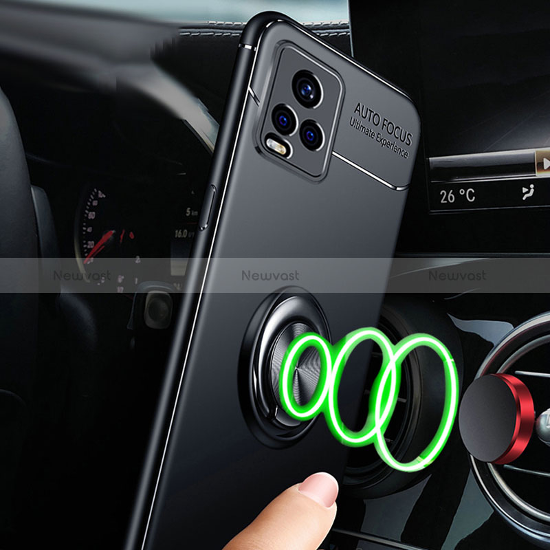 Ultra-thin Silicone Gel Soft Case Cover with Magnetic Finger Ring Stand SD3 for Vivo iQOO 7 5G