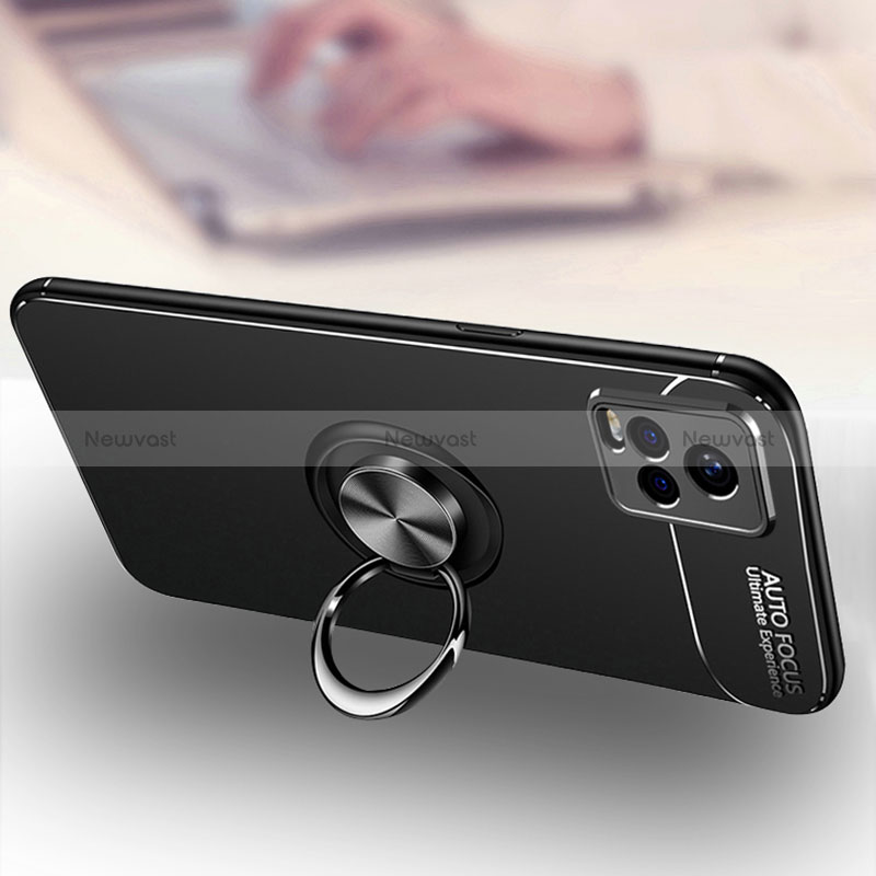 Ultra-thin Silicone Gel Soft Case Cover with Magnetic Finger Ring Stand SD3 for Vivo iQOO 7 Legend 5G