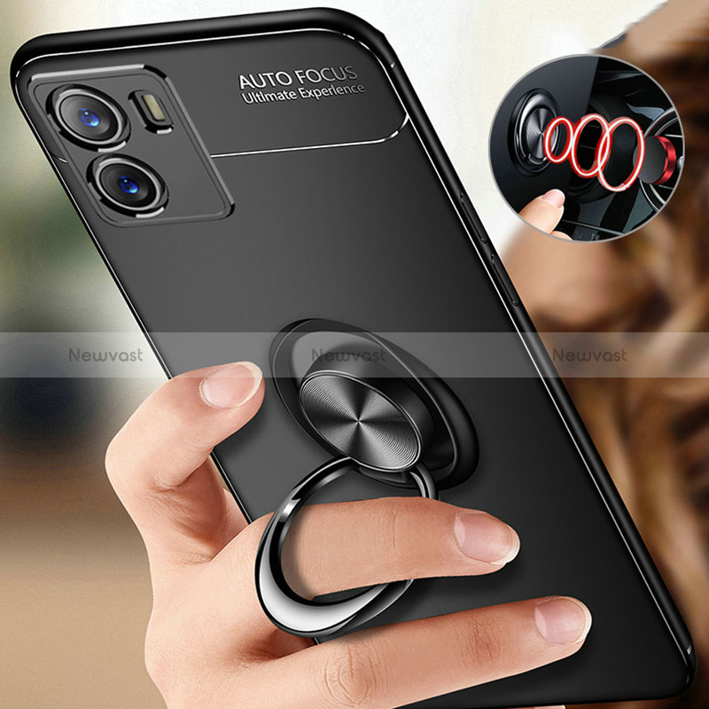 Ultra-thin Silicone Gel Soft Case Cover with Magnetic Finger Ring Stand SD3 for Vivo iQOO U5x