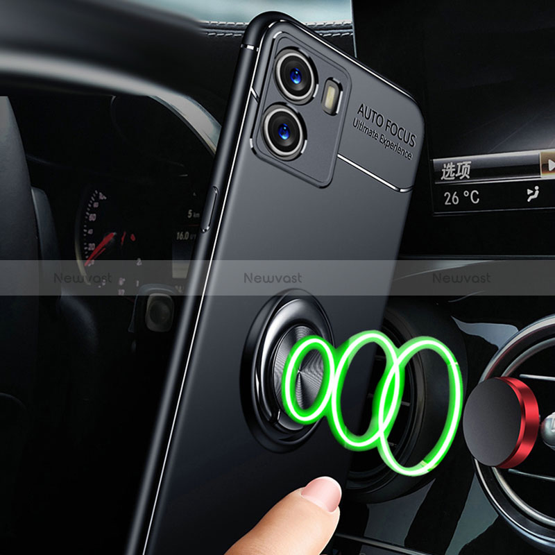 Ultra-thin Silicone Gel Soft Case Cover with Magnetic Finger Ring Stand SD3 for Vivo iQOO U5x