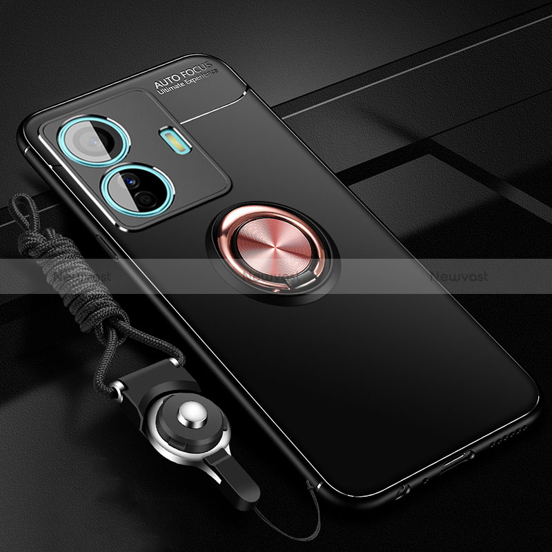 Ultra-thin Silicone Gel Soft Case Cover with Magnetic Finger Ring Stand SD3 for Vivo iQOO Z6 Pro 5G